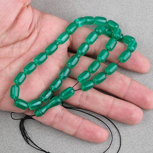 S�kma Kehribar Kaps�l Kesim 7x11mm Tesbih P�sk�ls�z Ye�il