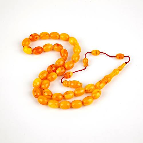 S�kma Kehribar Beyzi Kesim  8.5x11.5mm Tesbih