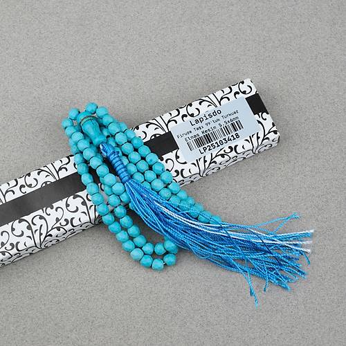 Firuze Ta�� Elmas Kesim �p P�sk�ll� 99'luk 5.5x6mm Tesbih- Turkuaz