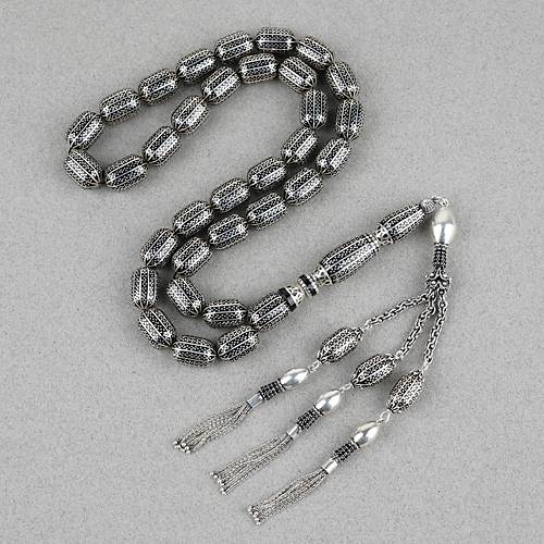 Erzurum Oltu 925Ayar Gm lemeli Nakka mame Kapsl Kesim 11x16mm Tesbih