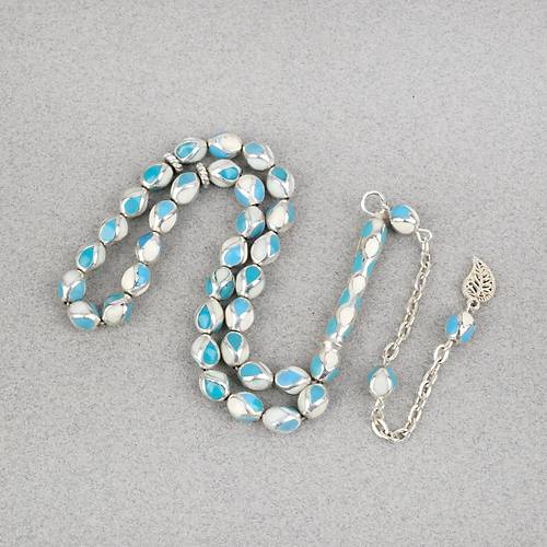 G�m�� Kaplama Kafesli Mine Beyzi 7x9mm Tesbih -Turuncu Beyaz