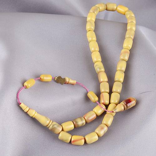 S�kma Kehribar Kaps�l Kesim 7x10mm Tesbih - Hareli Sar�