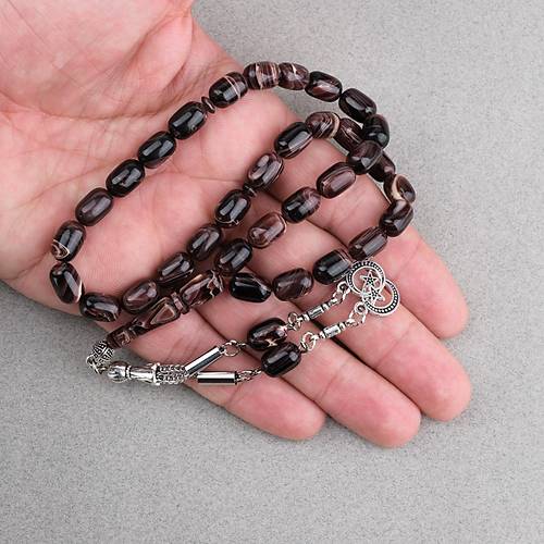 S�kma Kehribar Kaps�l Kesim Alpaka P�sk�ll� 7x11mm Tesbih