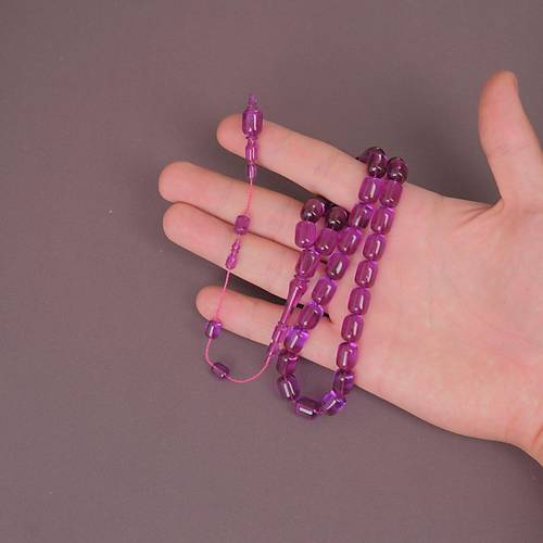 �brahim Atasever Usta ��i �mzal� Alman Katalin Kaps�l Kesim 9x11.5mm Tesbih - Mor