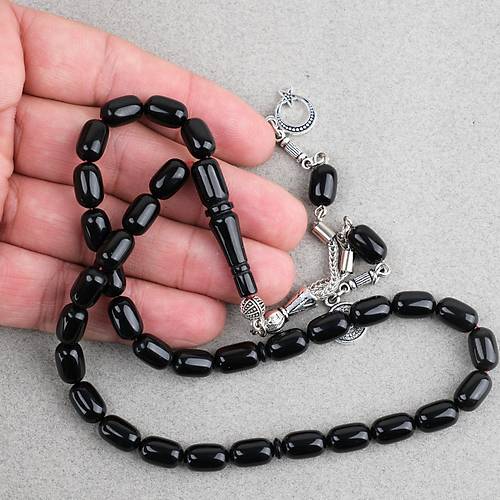 S�kma Kehribar Kaps�l Kesim Alpaka P�sk�ll� 7x11mm Tesbih