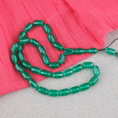 S�kma Kehribar Kaps�l Kesim 7x11mm Tesbih P�sk�ls�z Ye�il