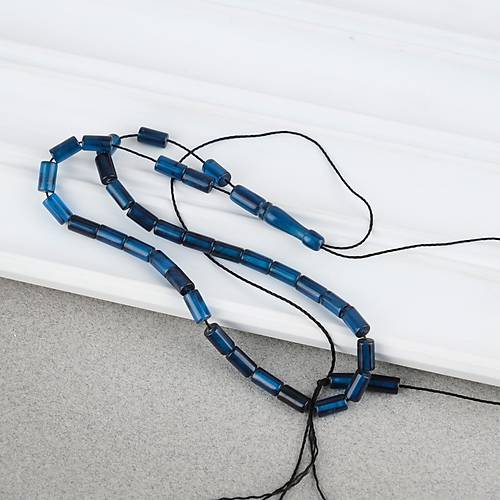 Ate� Kehribar Kesme Kesim 4x7mm Tesbih- Koyu Petrol Mavisi