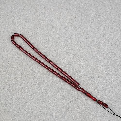 Ate� Kehribar Kesme Kesim 4x7mm Tesbih- Bordo