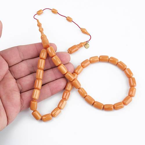 Katalin Dinlenmi� �ubuk Usta ��i �mzal� Kaps�l Kesim 8.5x12mm Tesbih -Sar�