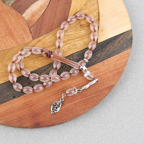Kedig�z� Alpaka P�sk�ll� Beyzi Kesim 7x11mm Tesbih- Kahverengi