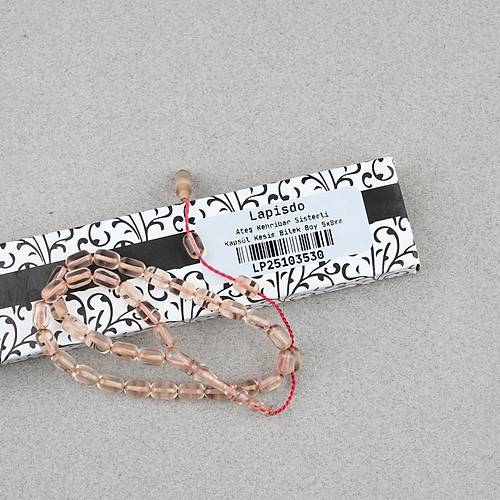 Ate� Kehribar Kaps�l Kesim Sistemli Bilek Boy 5x8mm Tesbih Bej