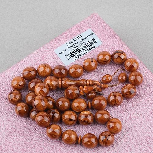 S�kma Kehribar �ekoslovak Usta ��i �mzal� K�re Kesim 13mm Tesbih