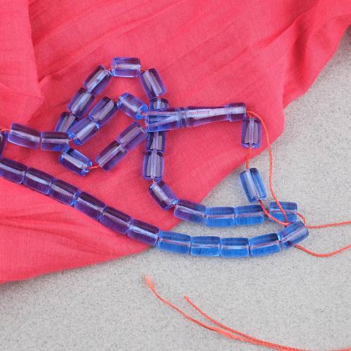 U�ak Cam� Kesme Kesim 7x10mm Tesbih P�sk�ls�z �effaf Mavi