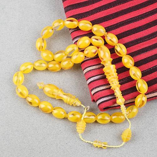 S�kma Kehribar �ubuk  Usta ��i �mzal� Yumurta Kesim 10x13mm Tesbih