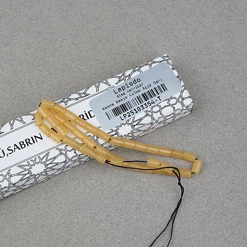 S�kma Kehribar Kesme Kesim 4x7mm Tesbih- A��k Sar�