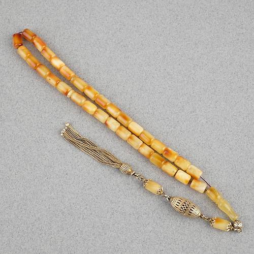 Rus Kaya Damla Kehribar 925Ayar G�m�� P�sk�l Kaps�l Kesim 6x9mm Tesbih