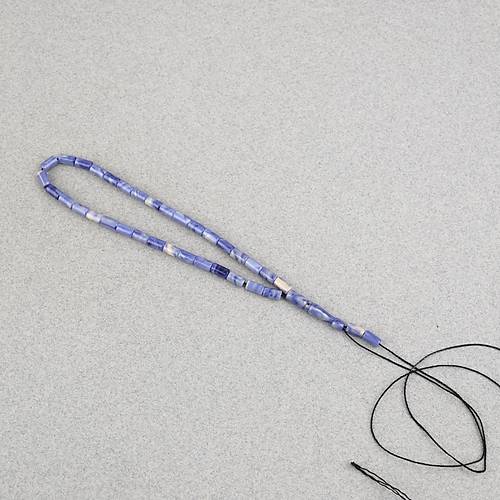 S�kma Kehribar Kesme Kesim 4x7mm Tesbih- Krem- Mavi