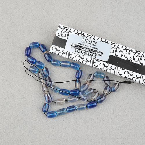 S�kma Kehribar Kaps�l Kesim 7x11mm Tesbih P�sk�ls�z A��k Mavi