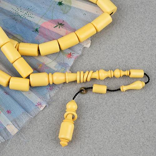 Kadim Katalin Eski Sar� Mahjon Ta�� Obje D�nem Usta ��i �mzal� Kesme Kesim 8x12mm Tesbih