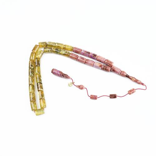 Katalin Dinlenmi� �ift Renk Usta ��i �mzal� Yumu�ak Kesme Kesim 8x13mm Tesbih