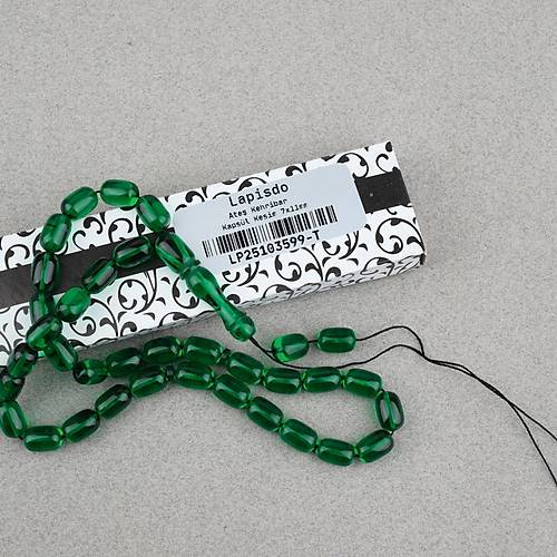 Ate� Kehribar Kaps�l Kesim 7x11mm Tesbih P�sk�ls�z Ye�il