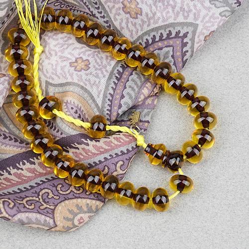 Omari Ate� Kehribar Bas�k K�re Kesim Oturtma �mameli Sistemli Bilek Boy 7.5x10.5mm Tesbih