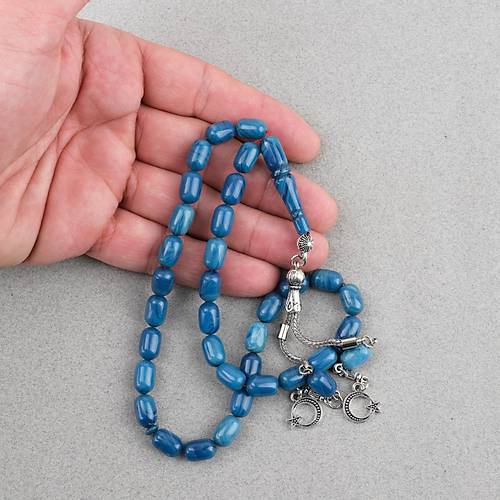 S�kma Kehribar Kaps�l Kesim Alpaka P�sk�ll� 7x11mm Tesbih