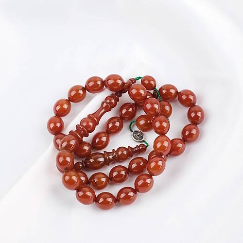 Skma Kehribar Usta i mzal Tombul Beyzi Kesim 12x14mm Tesbih