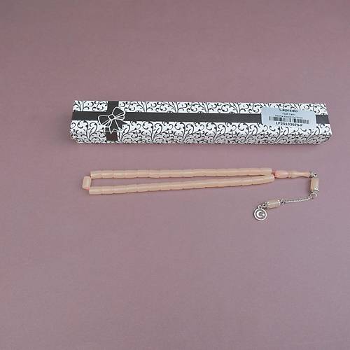 U�ak Cam� Kesme Kesim 7x10mm Alpaka P�sk�ll� Tesbih Bej