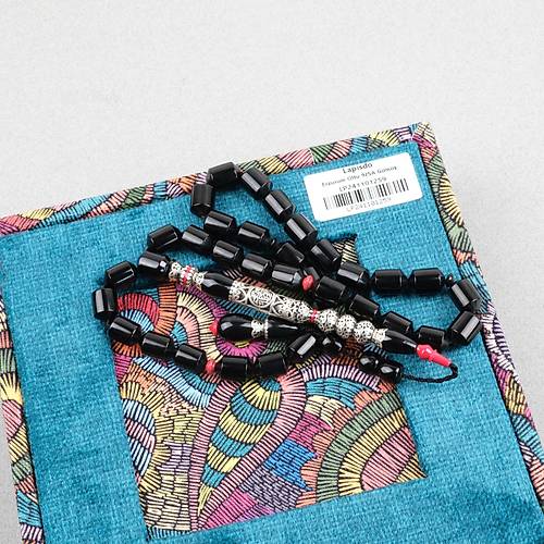 Erzurum Oltu 925Ayar Gm Nakka mame Ulu Kapsl Kesim 9x12mm Tesbih