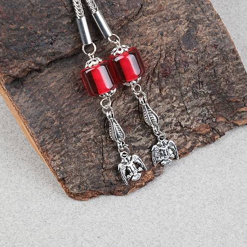 Ate� Kehribar Alpaka P�sk�ll� Kaps�l Kesim 11x11mm Tesbih - �effaf K�rm�z�