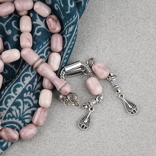 S�kma Kehribar Kaps�l Kesim Alpaka P�sk�ll� 7x11mm Tesbih