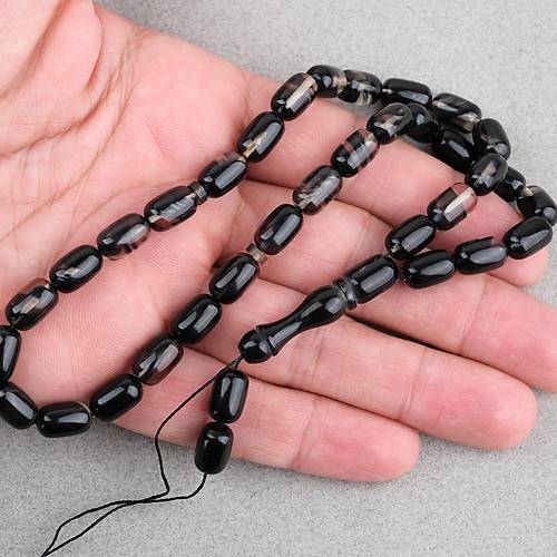 S�kma Kehribar Kaps�l Kesim 7x11mm Tesbih P�sk�ls�z Siyah