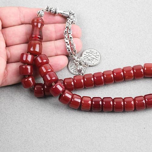 S�kma Kehribar Alpaka P�sk�l Tekerlek Kesim 13x9.5mm Tesbih