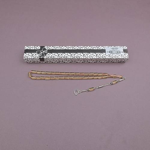 U�ak Cam� Kesme Kesim 6x10mm Tesbih Alpaka P�sk�ll� A��k Kahverengi