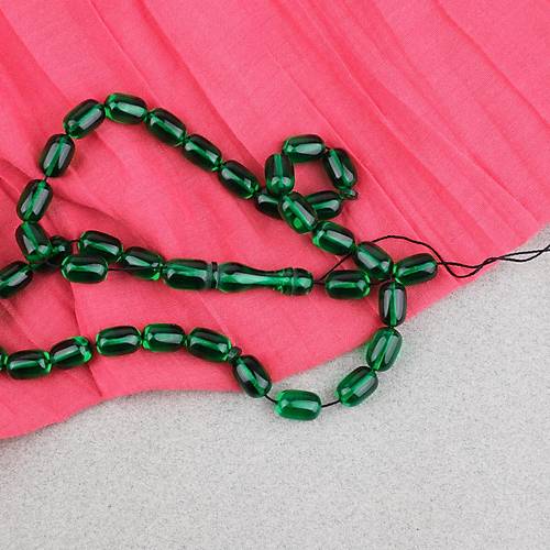Ate� Kehribar Kaps�l Kesim 7x11mm Tesbih P�sk�ls�z Ye�il