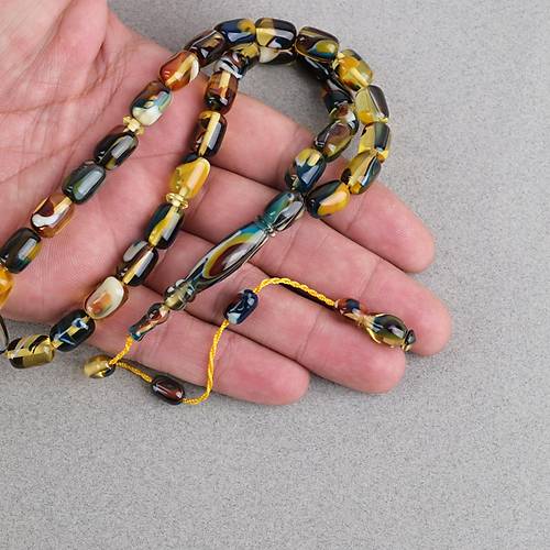 Arizona Katalin Sistemli Kaps�l Kesim 8x12mm Tesbih - Sar� Siyah