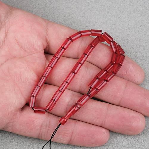 Ate� Kehribar Kesme Kesim 4x7mm Tesbih- K�rm�z�