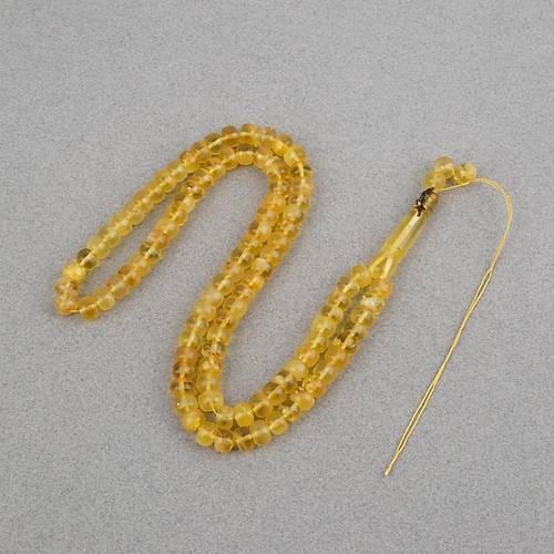 Damla Kehribar 99luk Tekerlek Kesim 7.5x6mm Namez Tesbihi