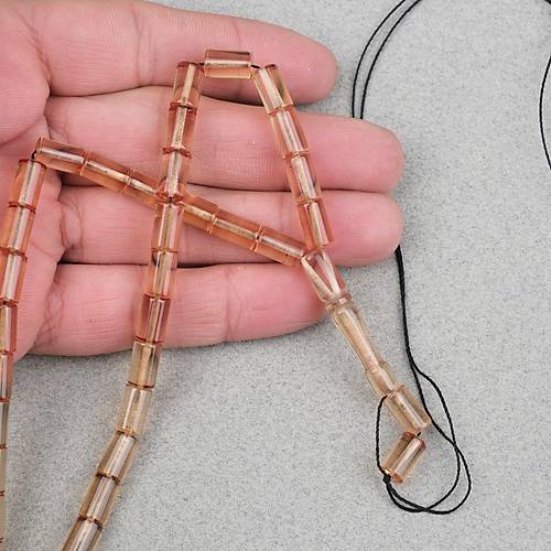 Ate� Kehribar Kesme Kesim 6x10mm Tesbih- �effaf Kahverengi