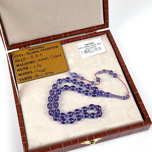 Katalin �ubuk Beyzi Kesim 8x10.5mm Tesbih - �effaf A��k Mavi- �brahim Atasever Usta ��i