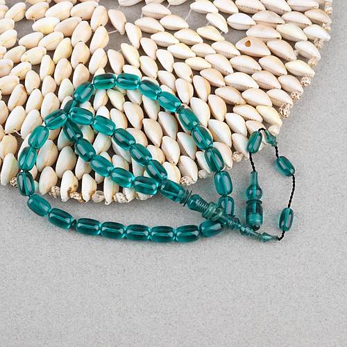 Ate� Kehribar Halkal� �mame Kaps�l Kesim 8x11mm Tesbih - Koyu Ye�il