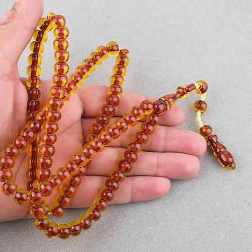 Ate� Kehribar 99luk Namaz Tesbih Tekerlek Kesim 9x7mm Tesbih