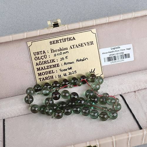 Alman Katalin Usta i Kre Kesim 10mm Tesbih -Yeil