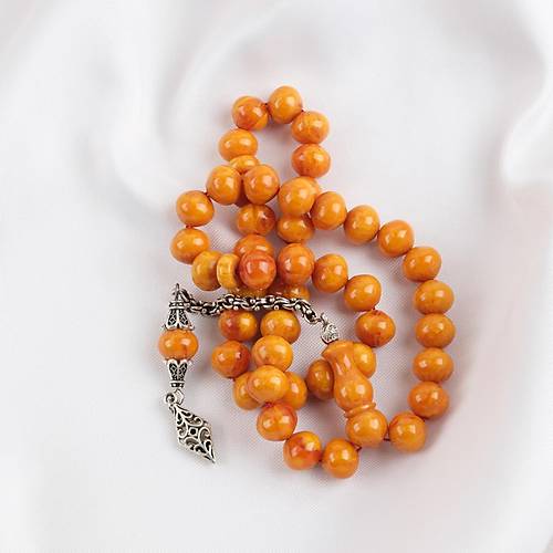 Skma Kehribar Alpaka Pskl Arabi 45lik Ulu Kre Kesim 9x10mm Tesbih