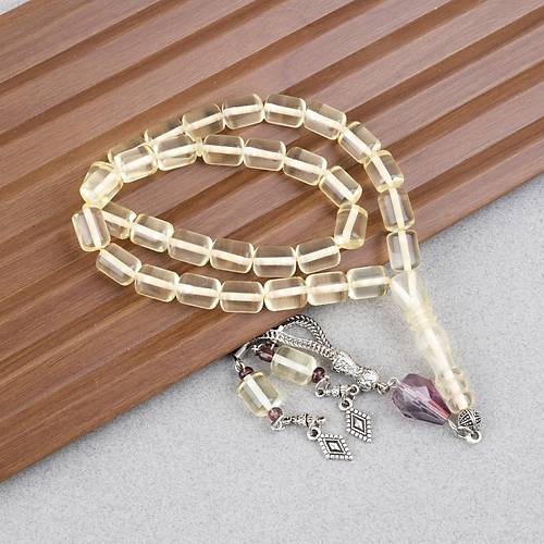 Su Damlas� Damla Kehribar Alpaka P�sk�l Kaps�l Kesim 8x11mm Tesbih