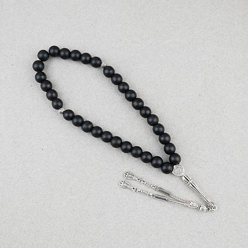 Oniks Ta�� K�re Kesim 10mm Tesbih Alpaka P�sk�ll�