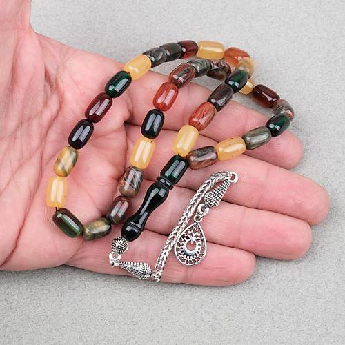 S�kma Kehribar Alpaka P�sk�ll� Kaps�l Kesim 7x11mm Tesbih- Bonibon