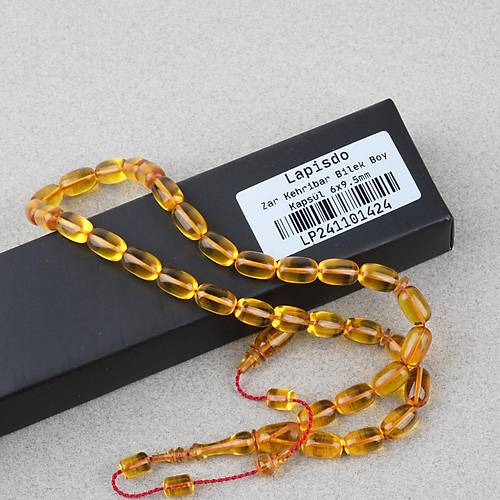 Zar Kehribar Bilek Boy Kapsl Kesim 6x9.5mm Tesbih
