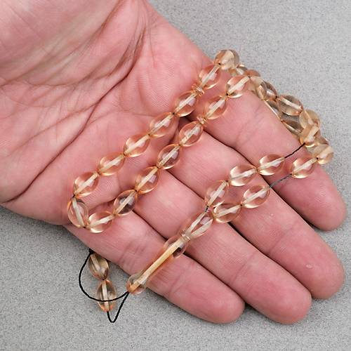 Ate� Kehribar Beyzi Kesim 7x11mm Tesbih-A��k Sar�